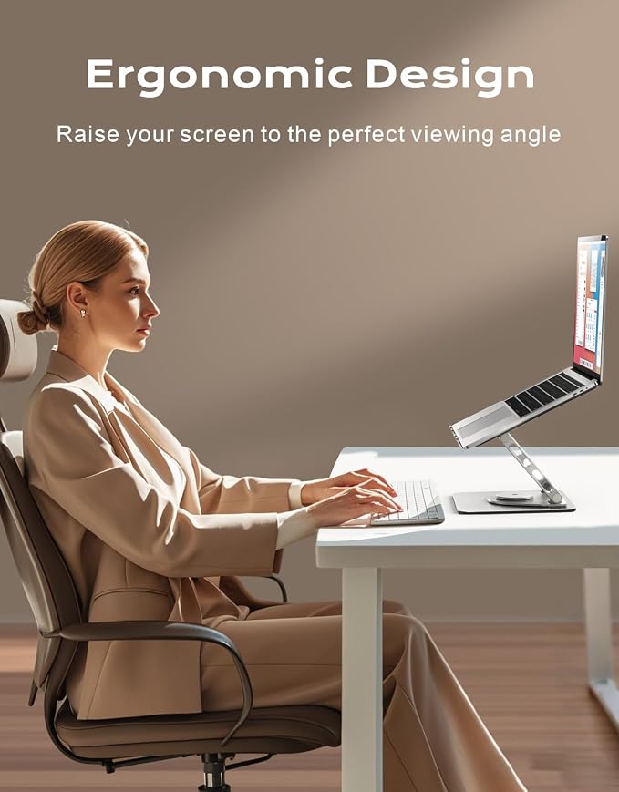 Laptop Stand for Desk 360° Flexible Rotating, Ergonomic Adjustable Laptop Riser