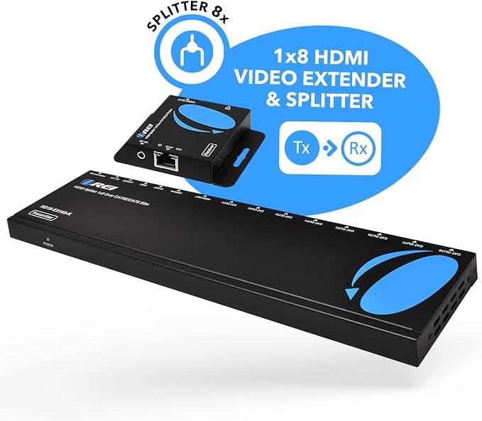 OREI 4K 1x8 HDMI Extender Splitter Multiple Over CAT 6/7 Cable