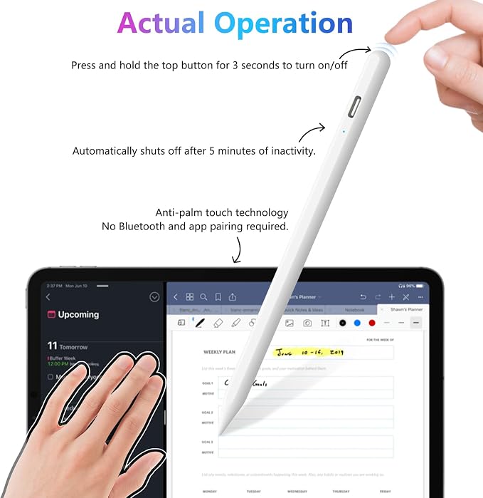 COO Stylus Pen for iPad, Button Fast Charging Pencil