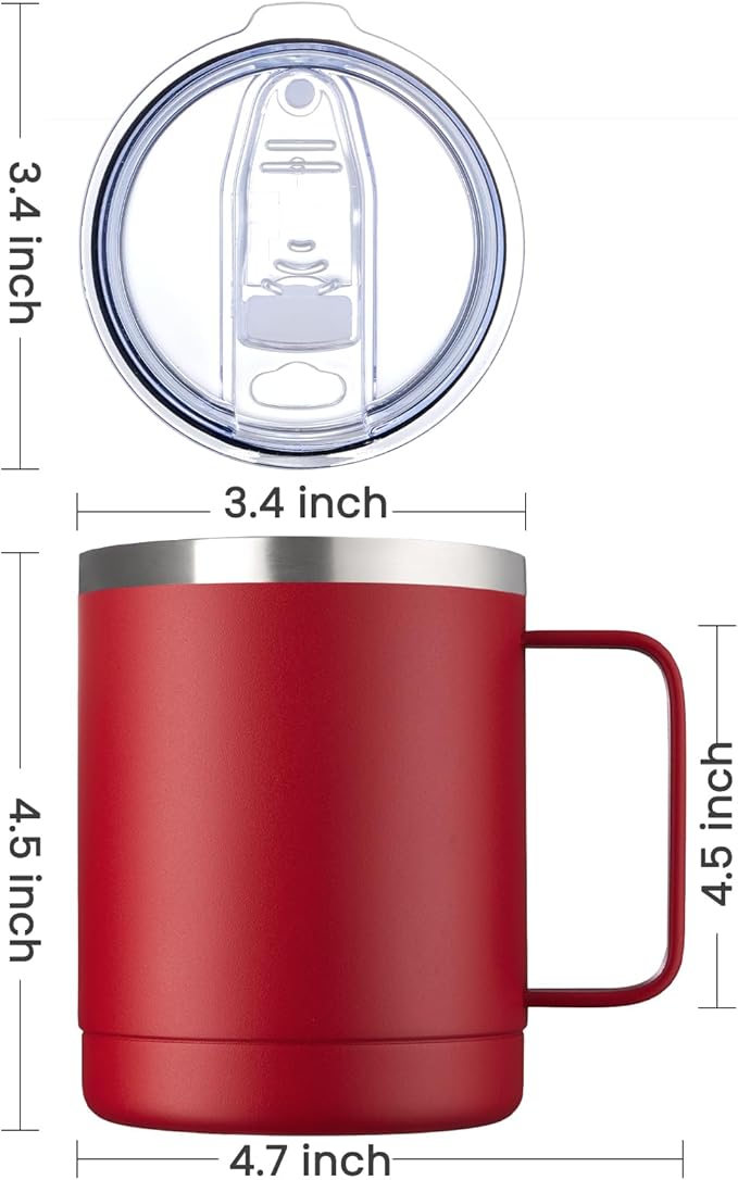 MEWAY 12oz Coffee Mug With Handle 8 Pack Bulk, Stainless Steel Insulated Travel