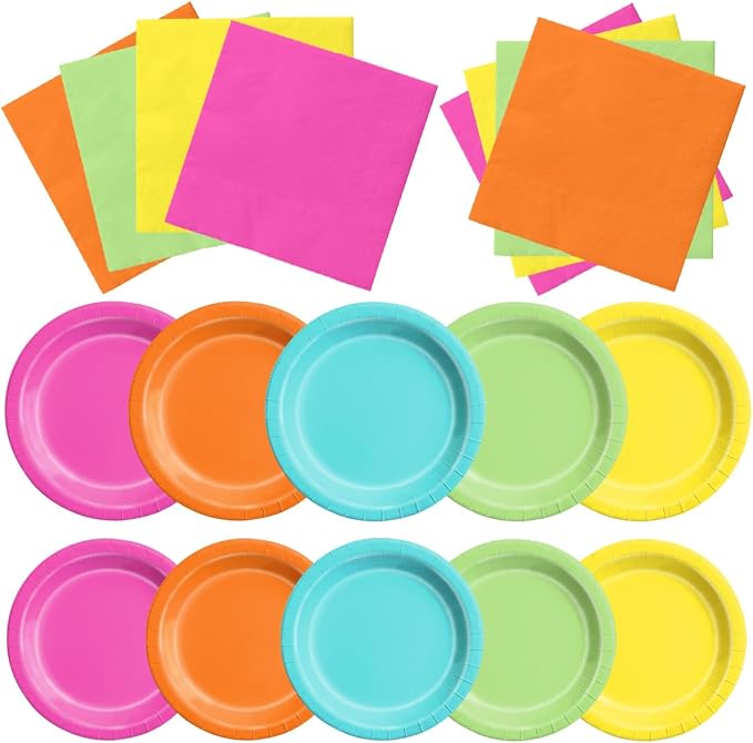 CMUSKO 150pcs Tropical Plates and Napkins