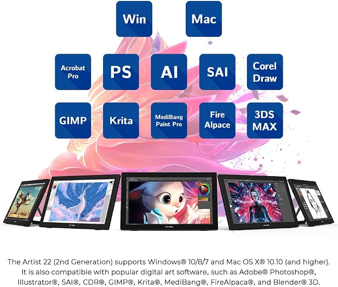 Drawing Tablet with Screen XPPen Artist 22 2nd Computer Graphics Tablet 122%