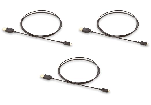 Amazon Basics 3-Pack USB-A to Micro USB Charging Cable, 480Mbps Transfer Speed