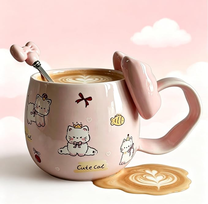 DTI YEOP-Cute Pink Cat Ceramic Coffee Mug