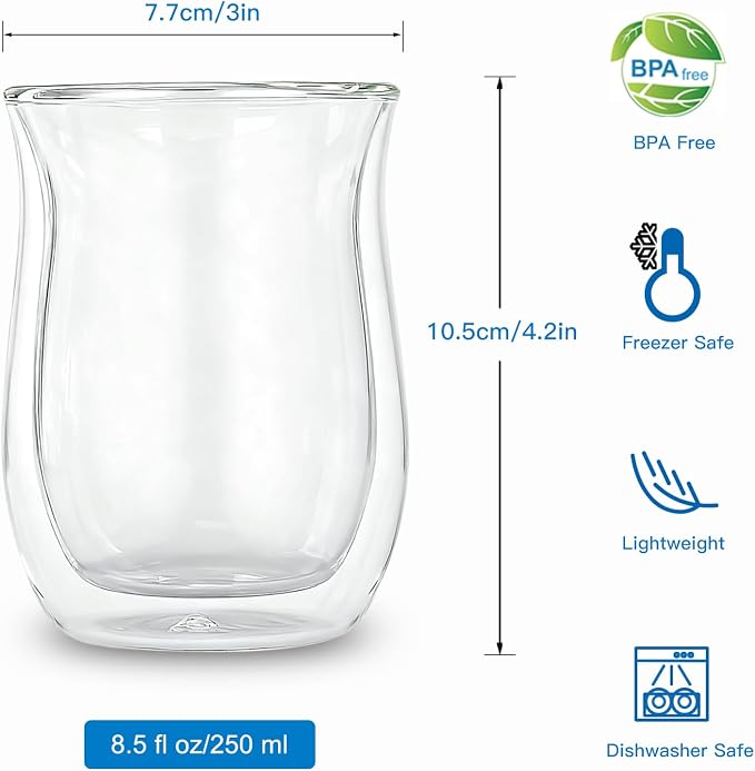 Easyworkz Double Walled Glass Coffee Mugs, Cocktails & All Beverages