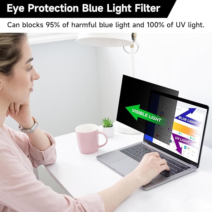 14 Inch 1920x1200 Aspect Ratio Laptop Privacy Screen Filter, Anti Blue Light
