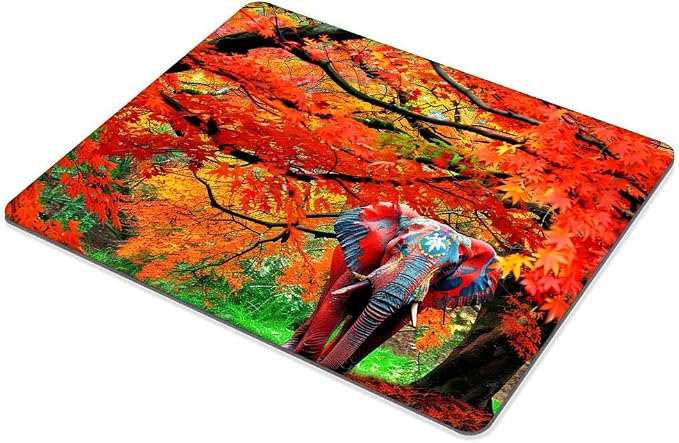 Square Mouse Pad Natural Trees and Elephants-1, Gaming Mouse Pads