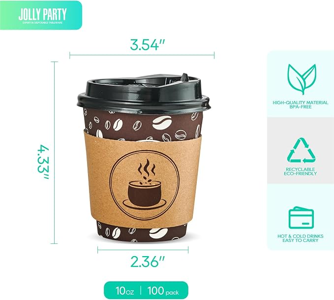 JOLLY PARTY 10oz Disposable Coffee Cups