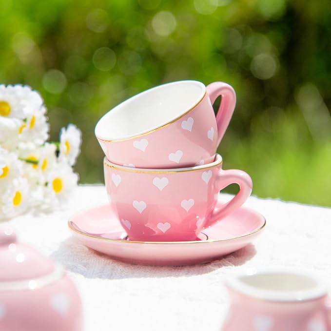 TUZT Tea Party Set for Little Girls Ages 3-8, Princess Tea Time Toy Includes