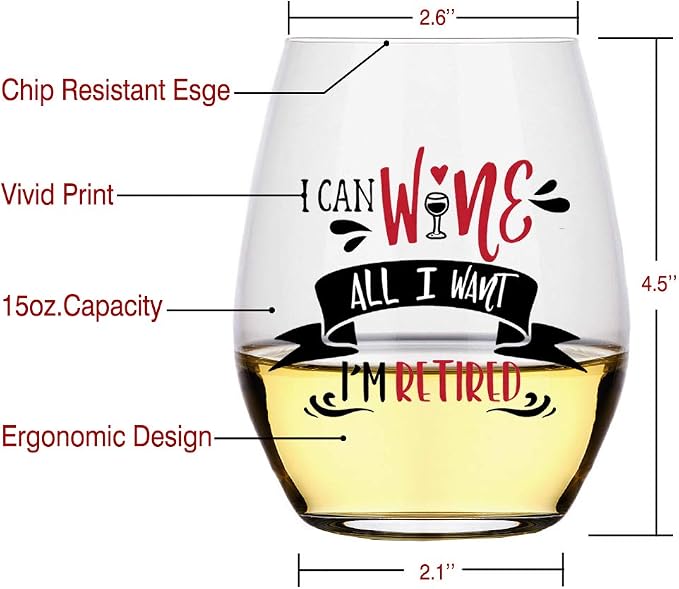 Perfectinsoy I Can Wine All I Want I'm Retired, Retirement Stemless Wine Glass