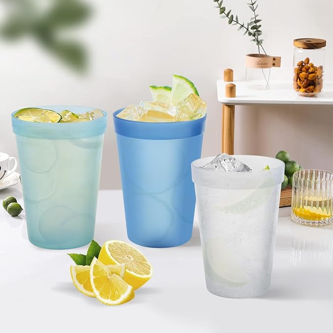 Blwan 8-Pack Small 8.5oz Plastic Cups, BPA-Free Reusable Juice Cups, Microwave