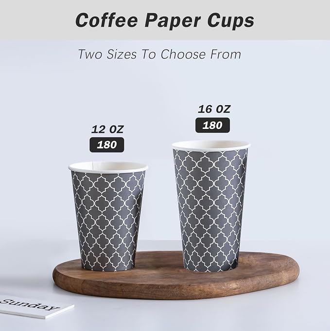 Lamosi Coffee Cups 12 oz 500 Pack, Disposable Paper Coffee Cups, Hot Cups |