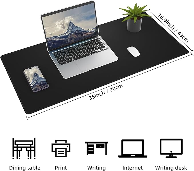 Leather Desk Pad Protector, Office Desk Mat, Large Mouse Pad, Cork Desk Mat
