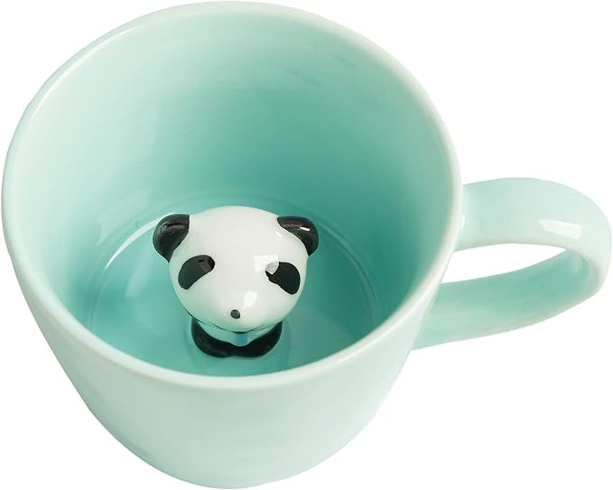 DIHOclub Panda Ceramic Cup Hidden 3D Animal Inside Mug, Cute Cartoon Handmade