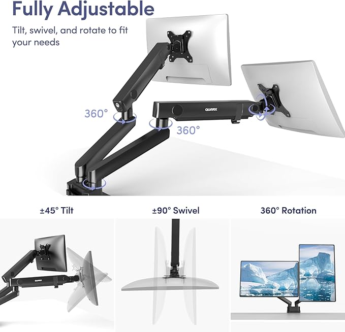 Dual Monitor Mount for Desk, Heavy Duty Dual Monitor Stand for 17 to 35 inch