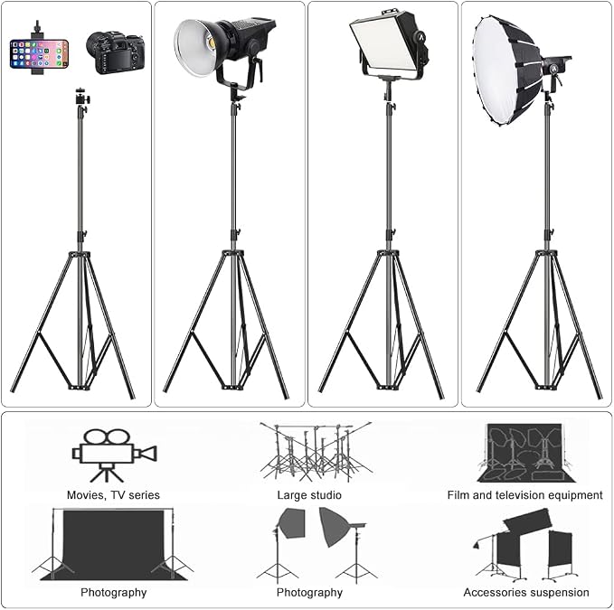 Aluminum Alloy Light Stand 9.5 Feet/2.8m Adjustable Spring Cushioned