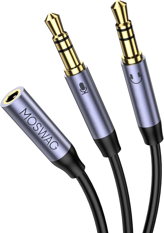MOSWAG Headphone Splitter for Computer, 3.5mm Female to Dual 3.5mm Male Cable