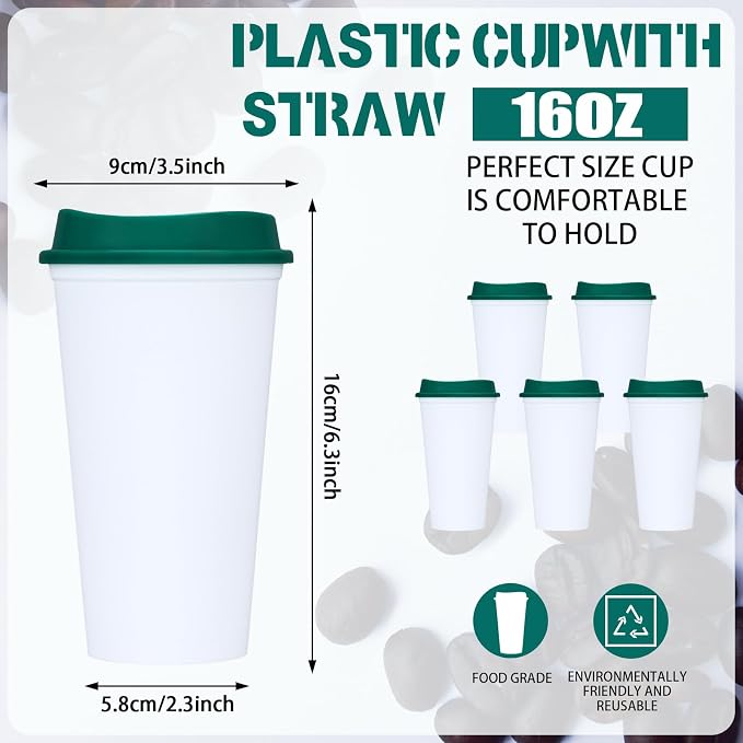 15 Pack Reusable Plastic Coffee Cups