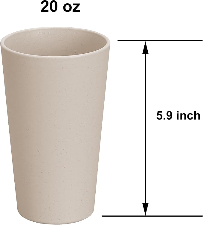 Wheat Straw Unbreakable Cup | 20 oz Reusable Water Drinking Glasses Sets of 10