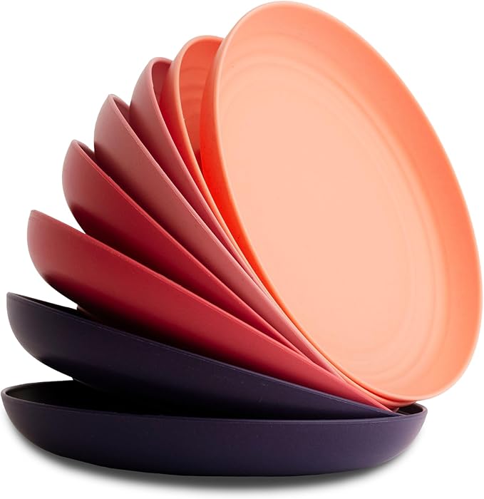 8-Pack Reusable Wheat Straw Plates Set