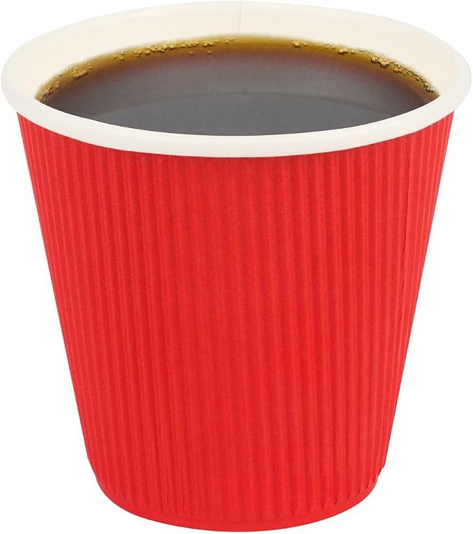 Restaurantware Ripple Wall Coffee Cups 500 Count 8 Ounce Insulated Red Paper