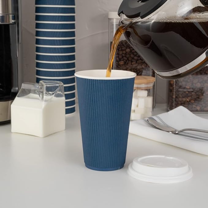 Restaurantware 16 Ounce Ripple Wall Disposable Coffee Cups, 500 Insulated