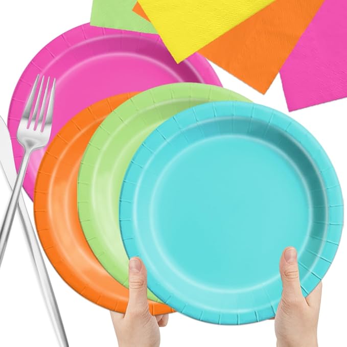 CMUSKO 150pcs Tropical Plates and Napkins