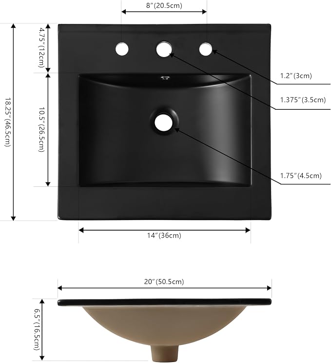 Ancillary 3-Hole 20 in. W x 18.25 in. D Classic