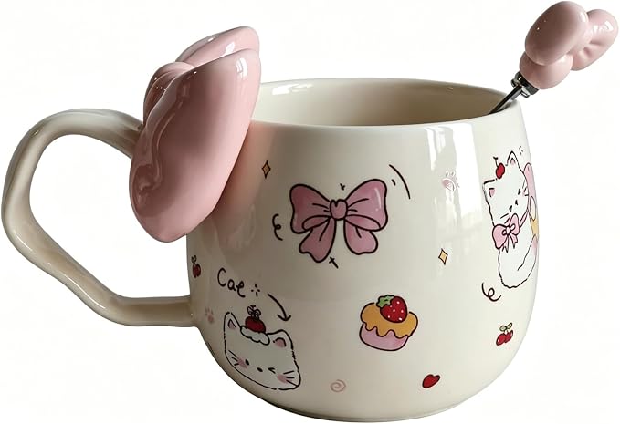 DTIUYIOP-Cute WhiteCat Ceramic Coffee Mug