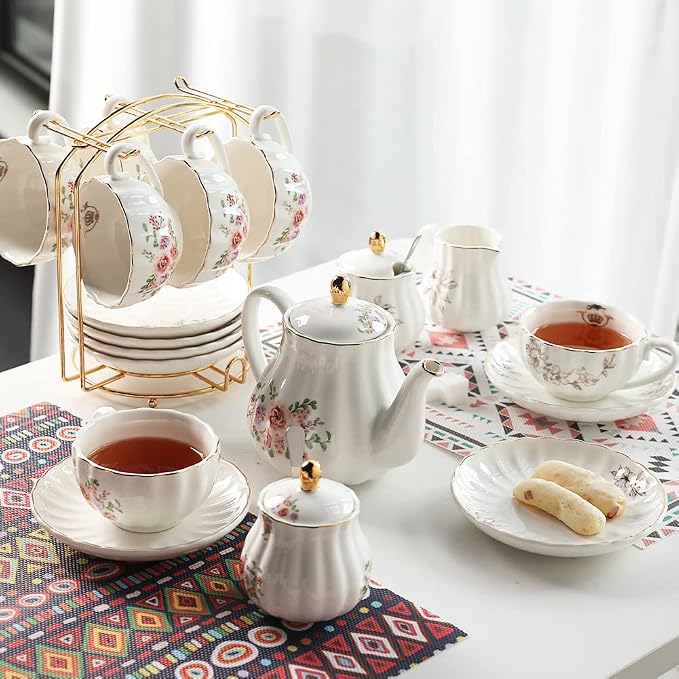 Porcelain Tea Sets British Royal Series, 8 OZ Cups & Saucer Service