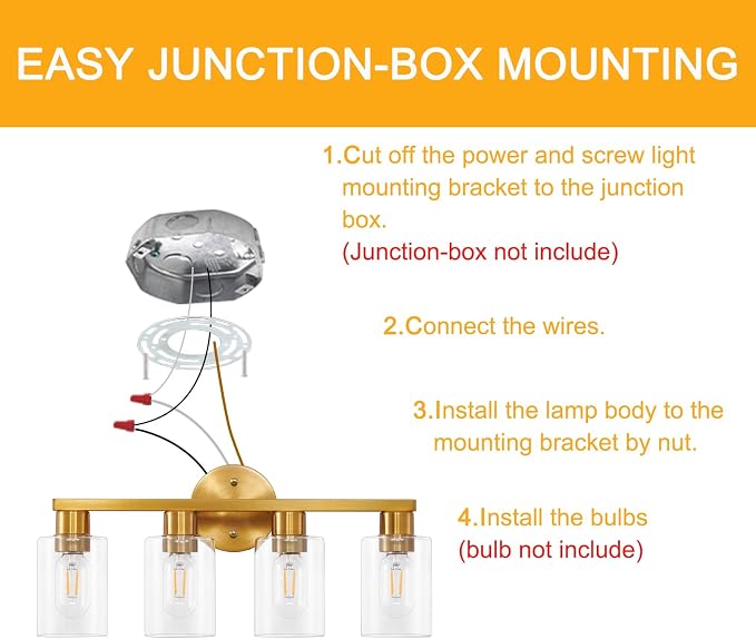 4 Light Gold Bathroom Vanity Light