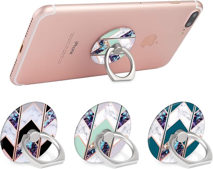 Bonoma Phone Ring Grip, 3 Pack Wave Geometric Marble 360 Degree Rotation 180