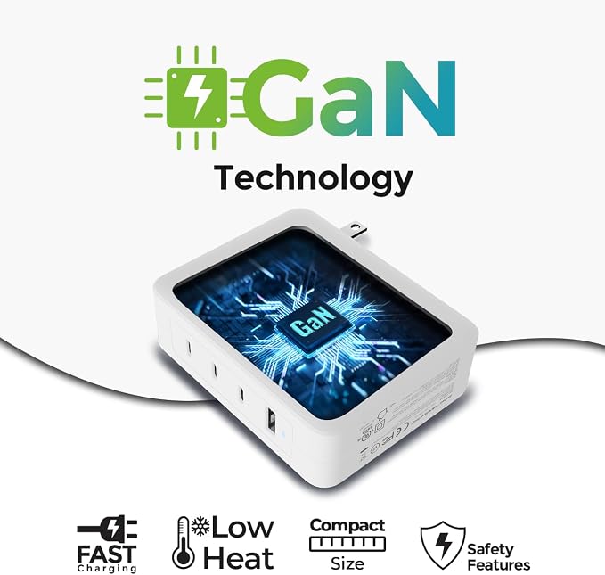 IOGEAR GearPower 145W Multiport Charger, 4 Port, USB-C Cable, iPhone 16