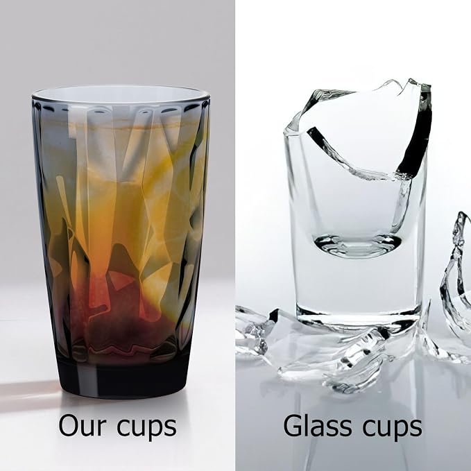 Topsky 16oz Plastic Tumblers Drinking Glasses Set of 4, Outdoor&Indoor