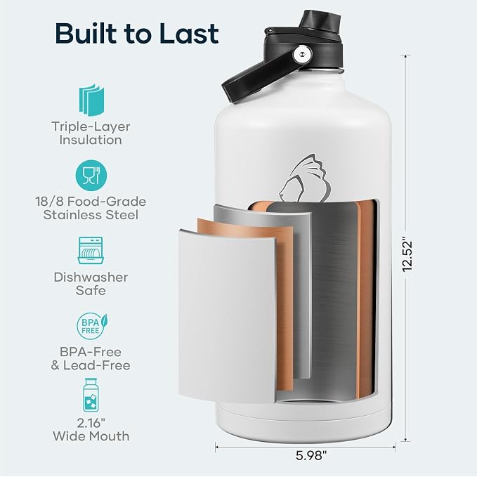 BUZIO 1 Gallon Water Bottle Insulated