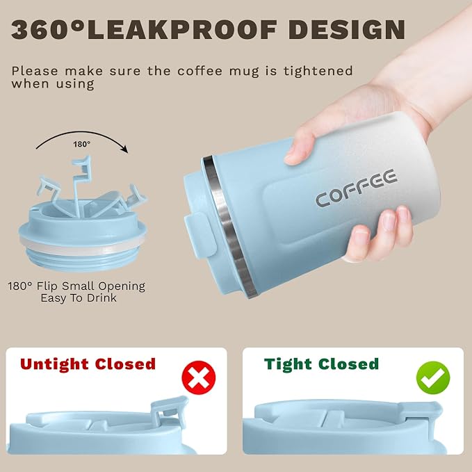 SPLMIFA Travel Coffee Mug Leak-Proof, Reusable Coffee Cups