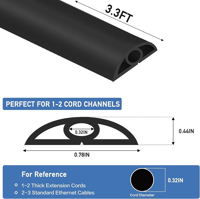 Floor Cord Cover Self Adhesive Cord Hider Floor Extension Cord Covers