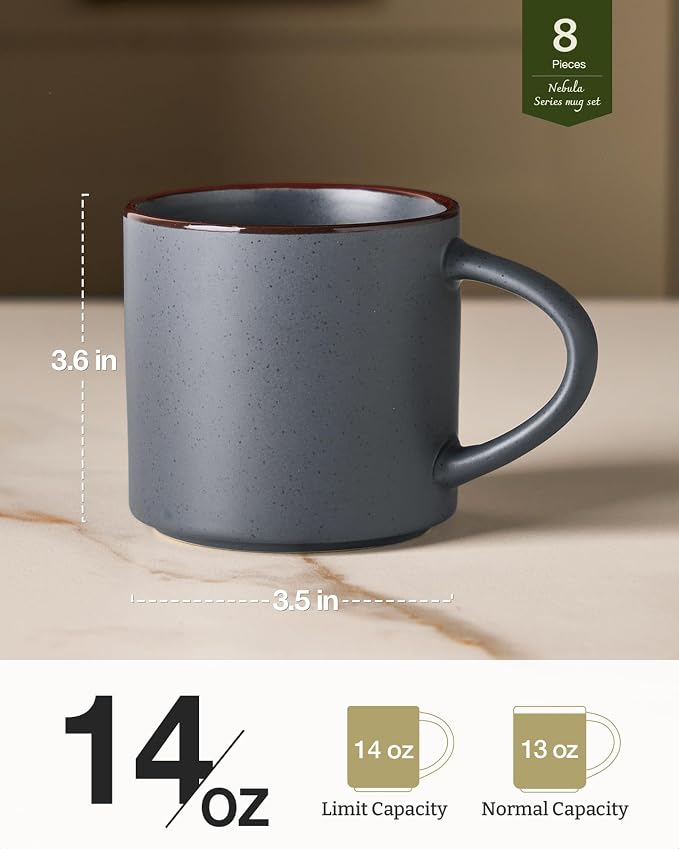 famiware Coffee Mugs Set of 8, Nebula 14oz Coffee Mugs Ceramic Cup Set |