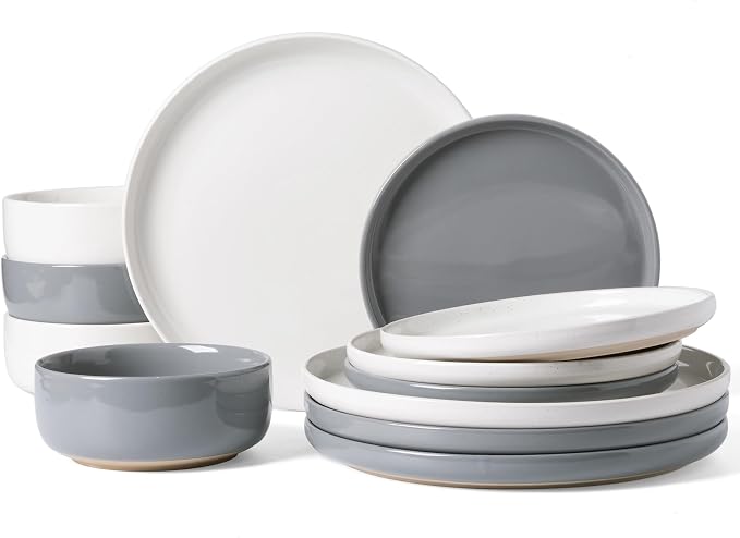 Famiware Milkyway 12-Piece Stoneware Dinnerware Set, Dishes Set