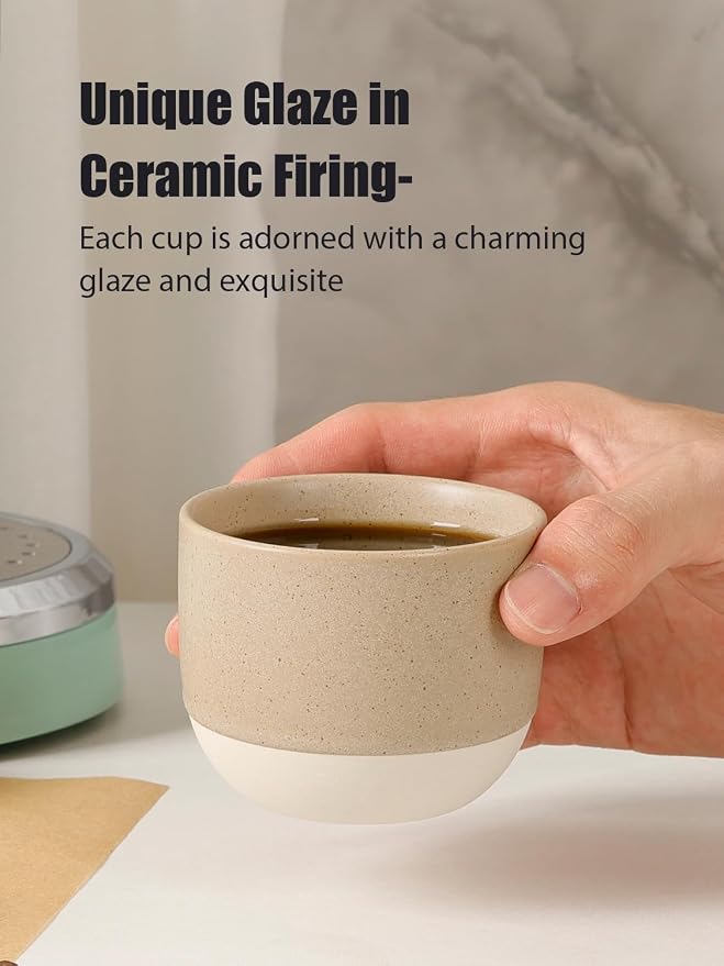 INGOFIN Ceramic Espresso Cup Set of 4-4.2 oz Espresso Cup
