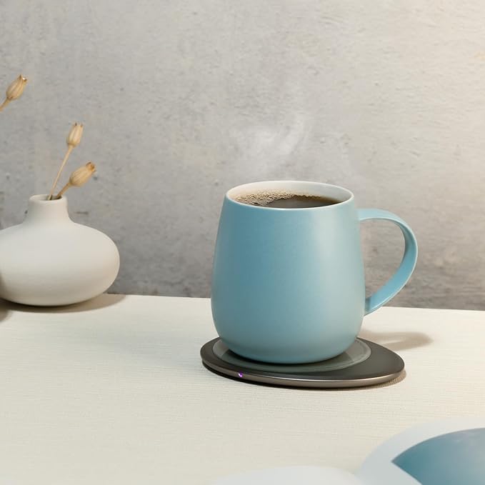 Ui 3 Self-Heating Mug Set – Moonmist Blue | 12 fl oz / 355 mL Ceramic Coffee &