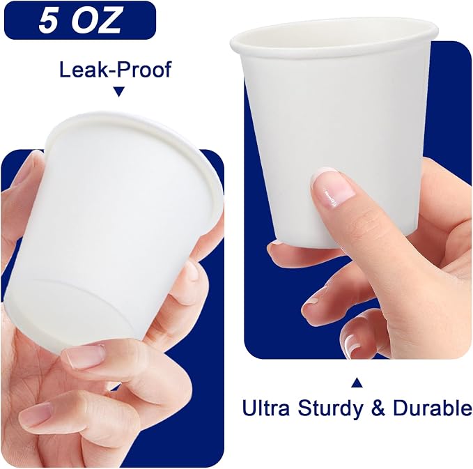 Clawsoff 100 Count 5 oz Disposable Small Paper Bathroom Mouthwash Cups | White