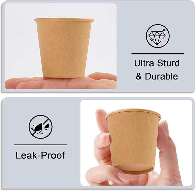 BYSNOW 400 Pack 3 oz Kraft Paper Cups, Small Disposable Bathroom Cups |
