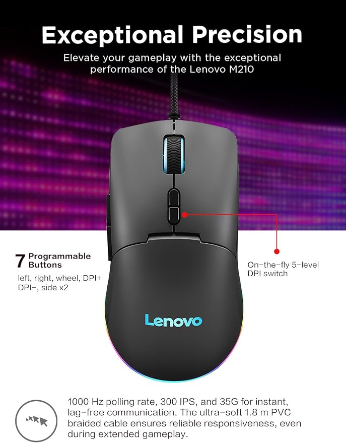 Lenovo M210 RGB Wired Gaming Mouse
