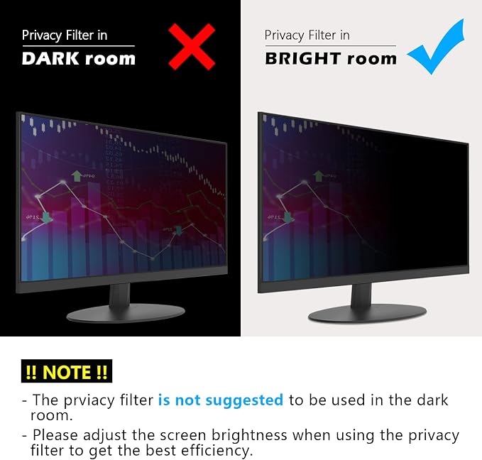 FILMEXT [2 Pack Removable 24 Inch Computer Privacy Screen Filter