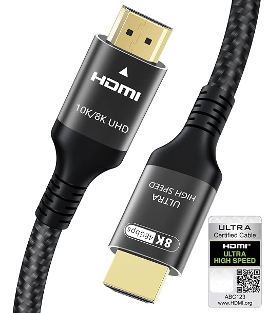 Certified 10K 8K HDMI 2.1 Cable 6.6 FT, 48Gbps Ultra High Speed HDMI Cable