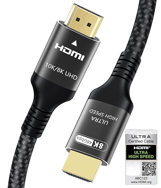 Certified 10K 8K HDMI 2.1 Cable 3.3 FT, 48Gbps Ultra High Speed HDMI Cable