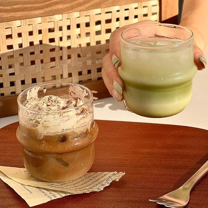 2 pcs Borosilicate Tumblers, Coffee Cup Milk Cup, Heat Resistant Hot and Cold