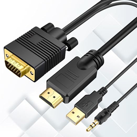 VGA to HDMI Cable 3ft with Audio, VGA to HDMI Converter Adapter Cable