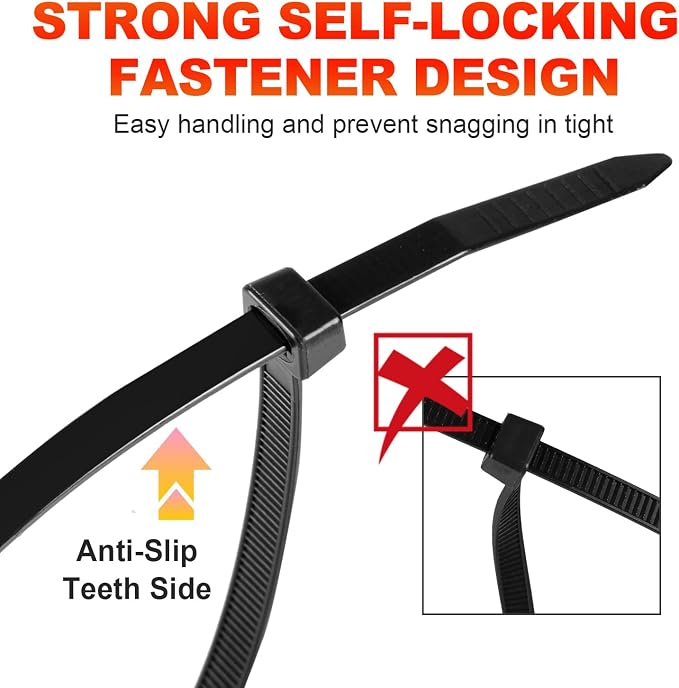 Zip Ties, RAZCC 1200pcs Black Cable Zip Ties 14 Inch, Heavy Duty Plastic Wire